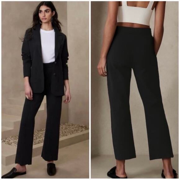 Banana Republic TALL Milano Flare Cropped Sweater Pant Black M 579861 - Picture 1 of 10